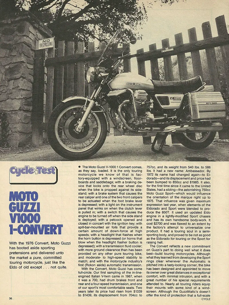 , 1976 Moto Guzzi V1000 I Convert