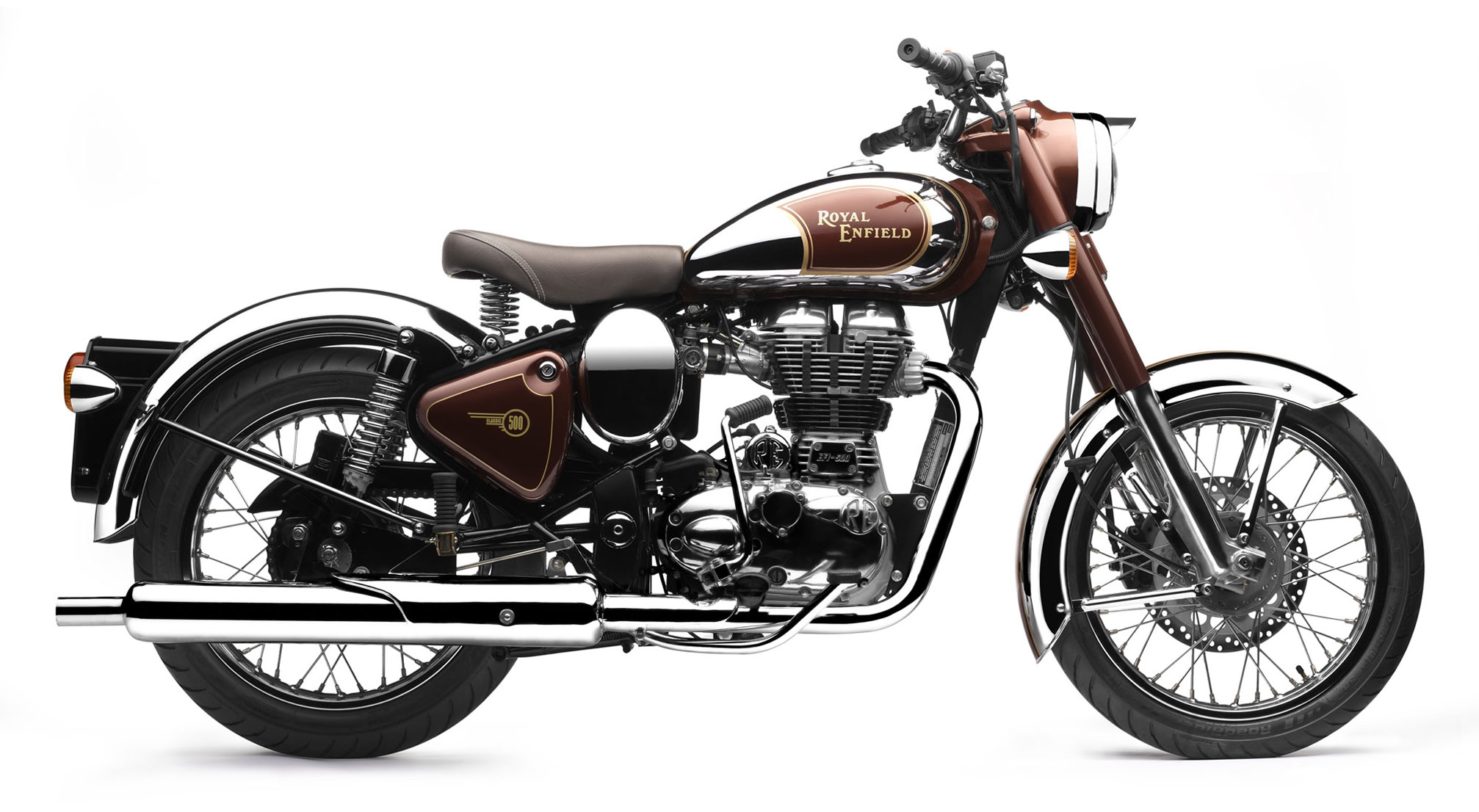 Nuevo Royal Enfield Motorcycle Delanteras Y Traseras de Cromo Guardabarros Set 500CC 