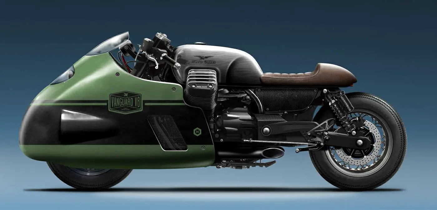 , Vanguard Moto Guzzi V8 Tribute Diseño de Gannet Design Fabricado por Numbnut Motorcycles