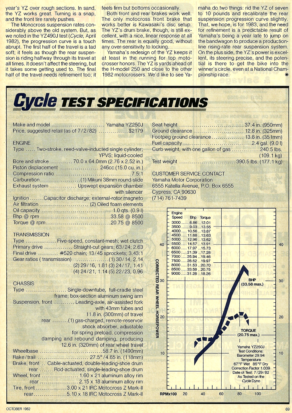 , 1982 Yamaha YZ 250